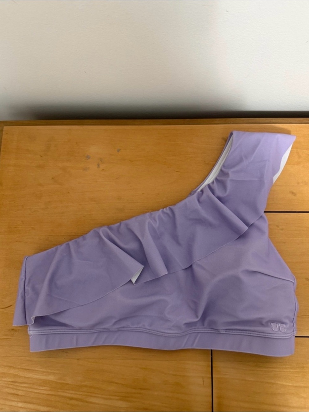 Albion One-Shoulder Ruffle Swim Sports Bra in Lavender